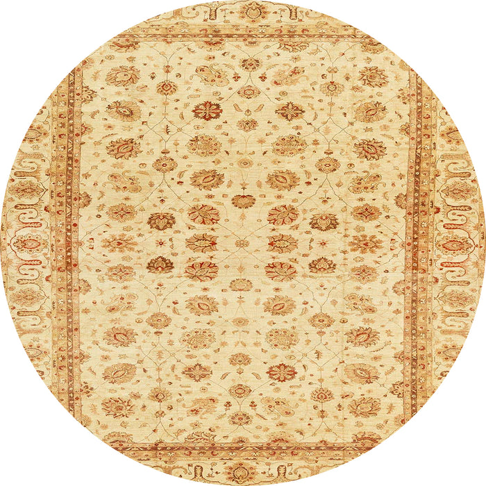 Round Abstract Mustard Yellow Oriental Rug, abs25