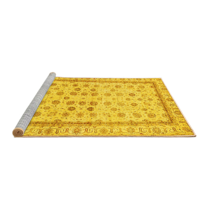 Sideview of Machine Washable Oriental Yellow Traditional Rug, wshabs25yw
