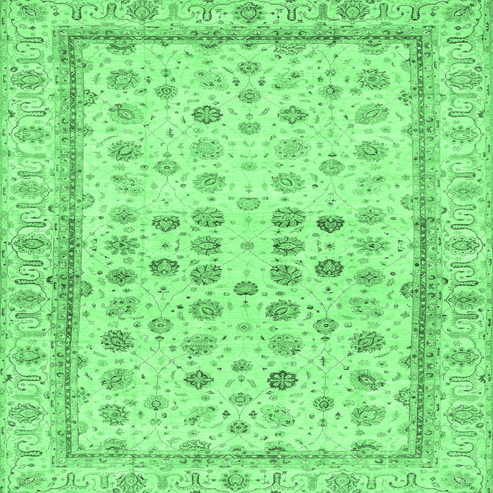 Square Machine Washable Oriental Emerald Green Traditional Area Rugs, wshabs25emgrn
