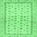 Square Machine Washable Oriental Emerald Green Traditional Area Rugs, wshabs25emgrn