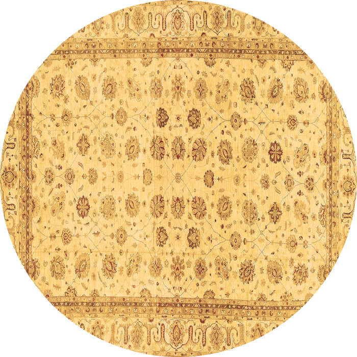 Round Oriental Brown Traditional Rug, abs25brn