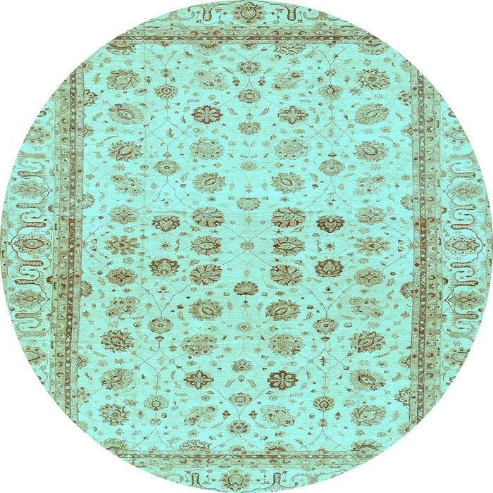 Round Oriental Light Blue Traditional Rug, abs25lblu