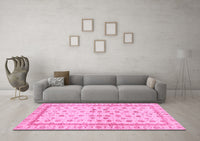 Machine Washable Oriental Pink Traditional Rug, wshabs25pnk