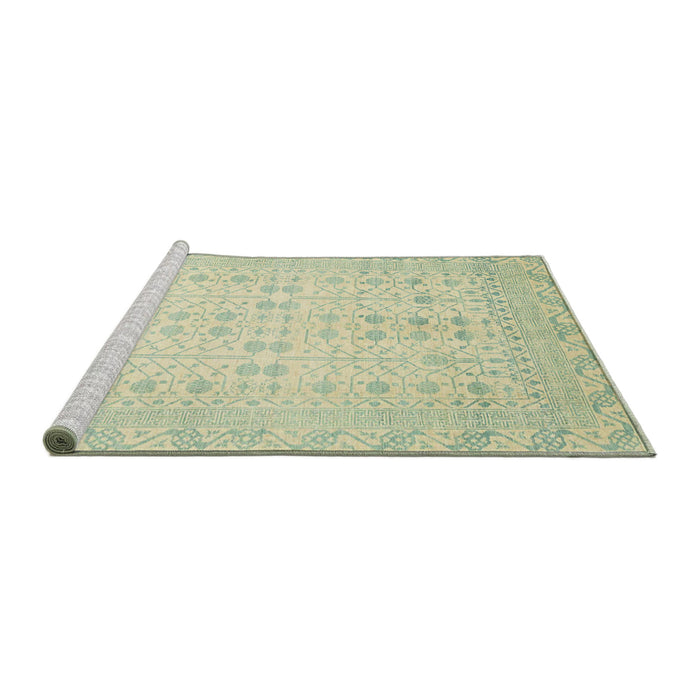 Sideview of Machine Washable Abstract Olive Green Rug, wshabs2600