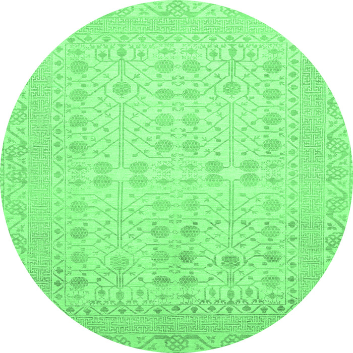 Round Oriental Emerald Green Traditional Rug, abs2600emgrn