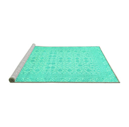 Sideview of Machine Washable Oriental Turquoise Traditional Area Rugs, wshabs2600turq