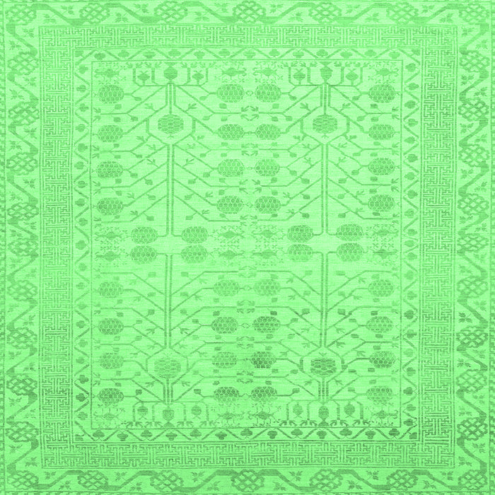 Square Machine Washable Oriental Emerald Green Traditional Area Rugs, wshabs2600emgrn