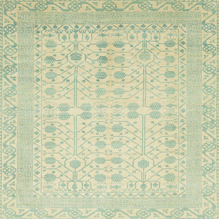 Square Abstract Olive Green Oriental Rug, abs2600