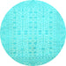 Round Oriental Light Blue Traditional Rug, abs2600lblu