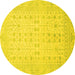 Round Oriental Yellow Traditional Rug, abs2600yw