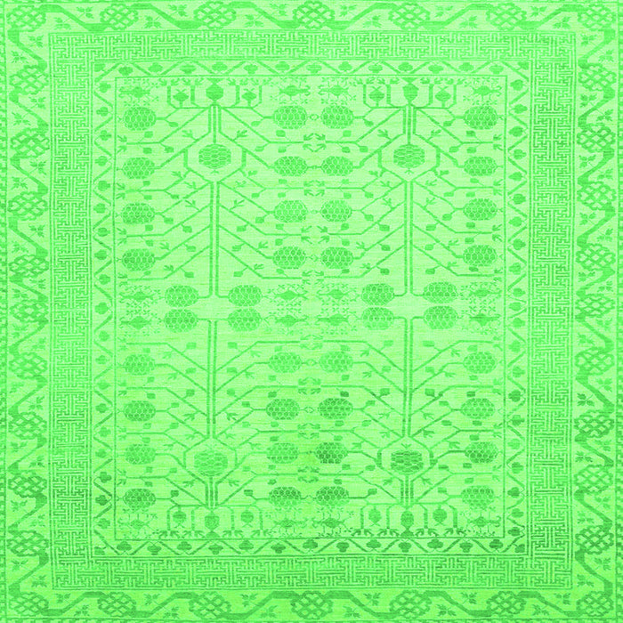 Square Machine Washable Oriental Green Traditional Area Rugs, wshabs2600grn