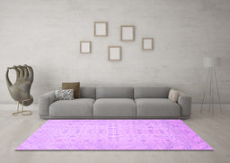 Machine Washable Oriental Purple Traditional Area Rugs in a Living Room, wshabs2600pur