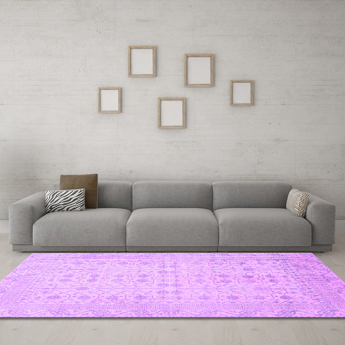 Machine Washable Oriental Purple Traditional Area Rugs in a Living Room, wshabs2600pur