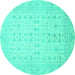 Round Oriental Turquoise Traditional Rug, abs2600turq