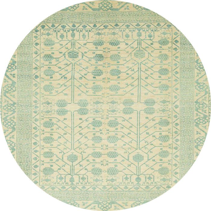 Round Machine Washable Abstract Olive Green Rug, wshabs2600