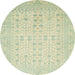 Round Machine Washable Abstract Olive Green Rug, wshabs2600