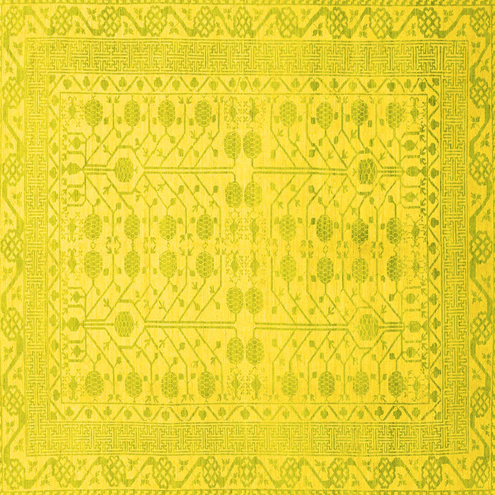 Square Oriental Yellow Traditional Rug, abs2600yw