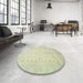 Round Abstract Olive Green Oriental Rug in a Office, abs2600