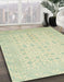 Machine Washable Abstract Olive Green Rug in a Family Room, wshabs2600