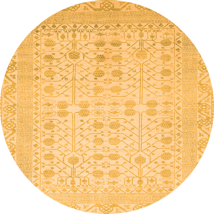 Round Oriental Orange Traditional Rug, abs2600org