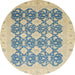 Round Abstract Light Slate Gray Oriental Rug, abs2601