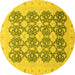 Round Machine Washable Oriental Yellow Traditional Rug, wshabs2601yw