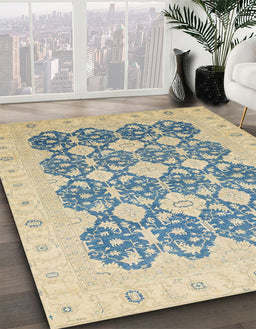 Abstract Light Slate Gray Oriental Rug in Family Room, abs2601