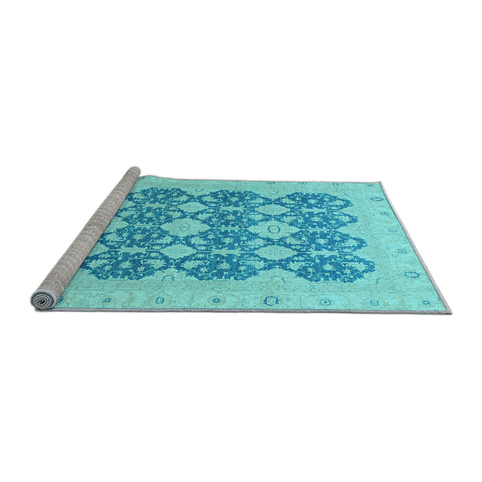 Sideview of Machine Washable Oriental Light Blue Traditional Rug, wshabs2601lblu