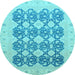 Round Oriental Light Blue Traditional Rug, abs2601lblu