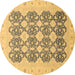 Round Oriental Brown Traditional Rug, abs2601brn