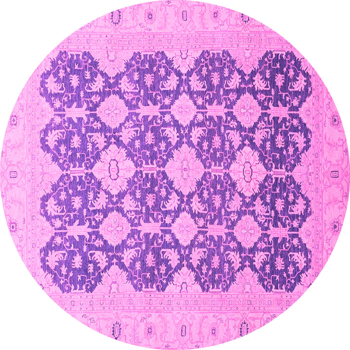 Round Oriental Pink Traditional Rug, abs2601pnk