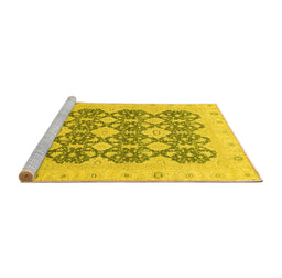 Sideview of Machine Washable Oriental Yellow Traditional Rug, wshabs2601yw
