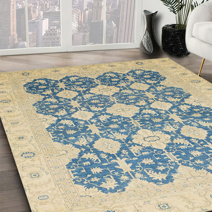 Abstract Light Slate Gray Oriental Rug in Family Room, abs2601