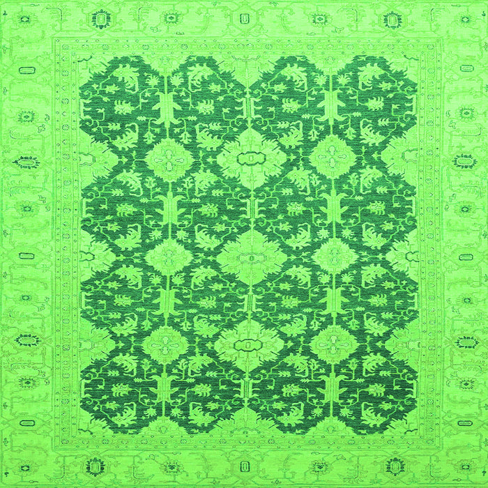 Square Machine Washable Oriental Green Traditional Area Rugs, wshabs2601grn