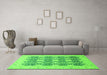 Machine Washable Oriental Green Traditional Area Rugs in a Living Room,, wshabs2601grn