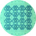 Round Oriental Turquoise Traditional Rug, abs2601turq