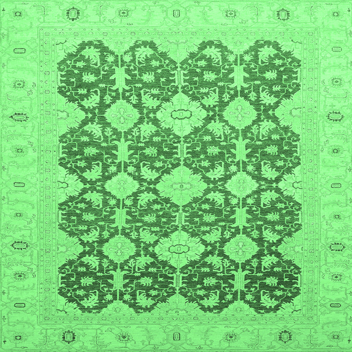 Square Machine Washable Oriental Emerald Green Traditional Area Rugs, wshabs2601emgrn