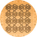 Round Machine Washable Oriental Orange Traditional Area Rugs, wshabs2601org