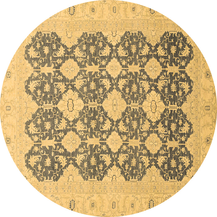 Round Machine Washable Oriental Brown Traditional Rug, wshabs2601brn