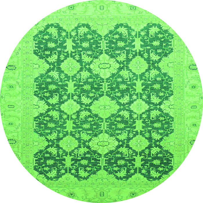 Round Oriental Green Traditional Rug, abs2601grn