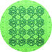 Round Oriental Green Traditional Rug, abs2601grn