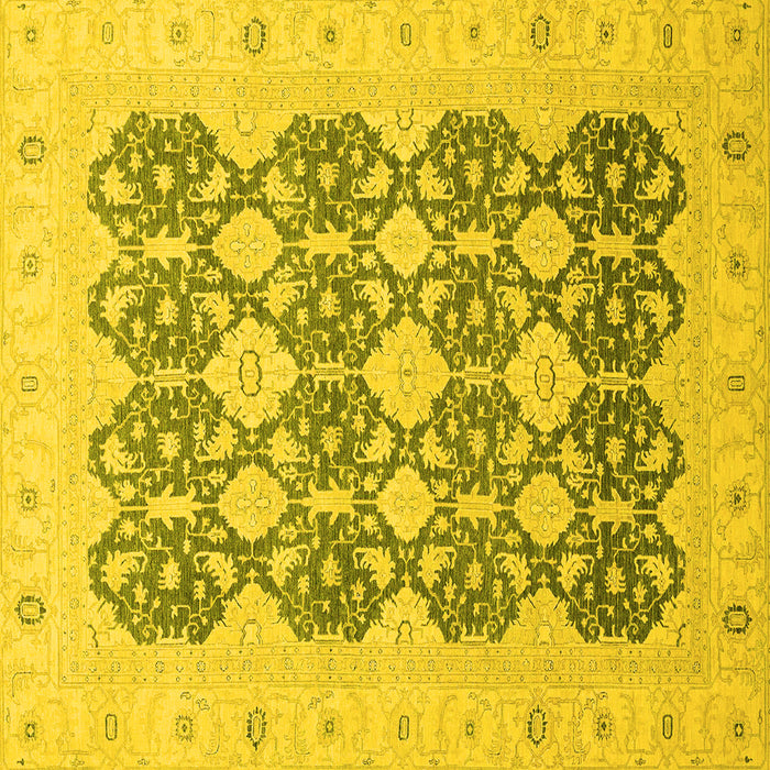 Square Machine Washable Oriental Yellow Traditional Rug, wshabs2601yw