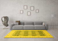 Machine Washable Oriental Yellow Traditional Rug, wshabs2601yw