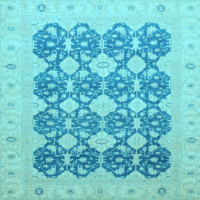 Square Machine Washable Oriental Light Blue Traditional Rug, wshabs2601lblu