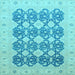 Square Machine Washable Oriental Light Blue Traditional Rug, wshabs2601lblu