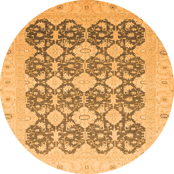 Round Oriental Orange Traditional Rug, abs2601org