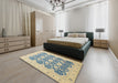 Abstract Light Slate Gray Oriental Rug in a Bedroom, abs2601