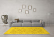 Machine Washable Abstract Yellow Modern Rug in a Living Room, wshabs2602yw