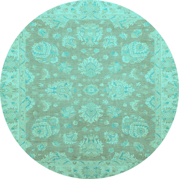 Round Abstract Light Blue Modern Rug, abs2602lblu