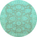 Round Abstract Light Blue Modern Rug, abs2602lblu